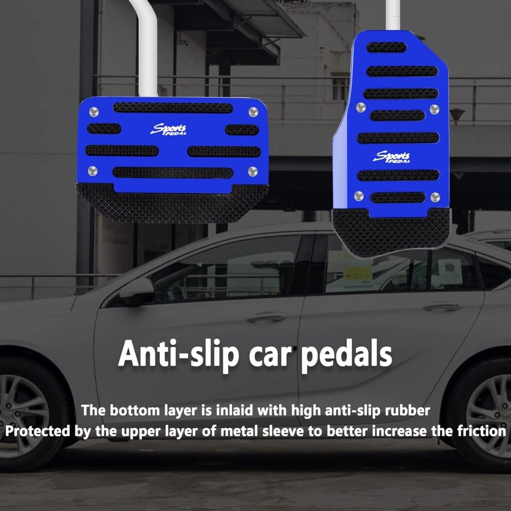 2PCS Non- Slip Automatic Transmission Pedal Covers Replacement Kit,Aluminum Alloy Gas PedalBrake Pedal Cover Sporty Car Decor,Universal Car Accessories for Car Safty (Blue/2pcs)