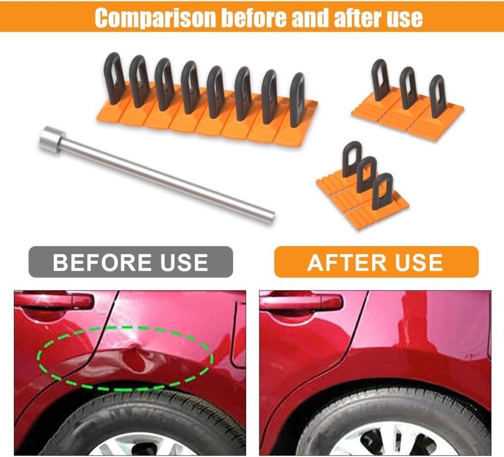 4Pcs/Set Car Dent Repair Tools, Paintless Dent Repair Removal Tool, Heavy Duty Dent Puller Kit, Powerful Car Body Repair Tool, Glue Tabs Dent Remover Tool for Car Dent Repair (Blue)