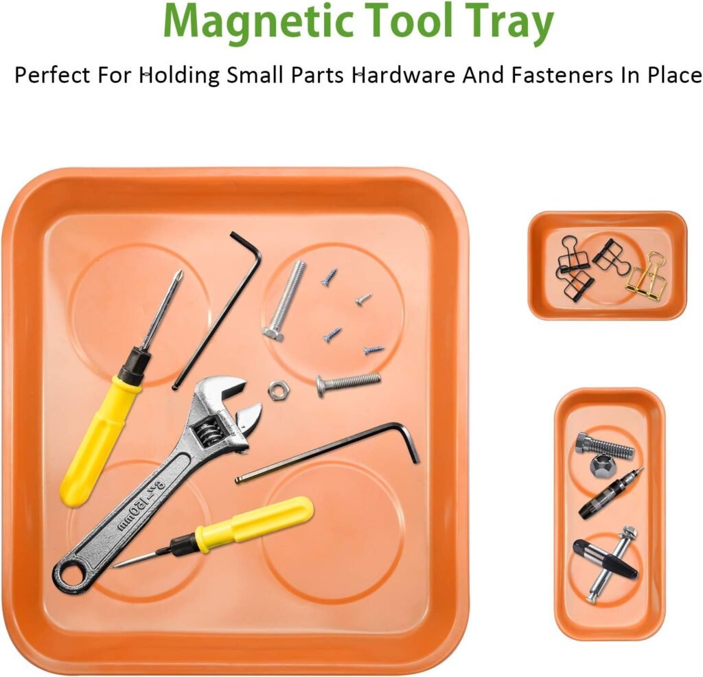 3-Piece Magnet Trays Set (10.5 x 11.5 / 5.9 x 2.5 / 3.6 x 2.4 Square), Stainless Steel Magnetic Trays Tools Parts Tray Holder For Small Parts  Tool Organization